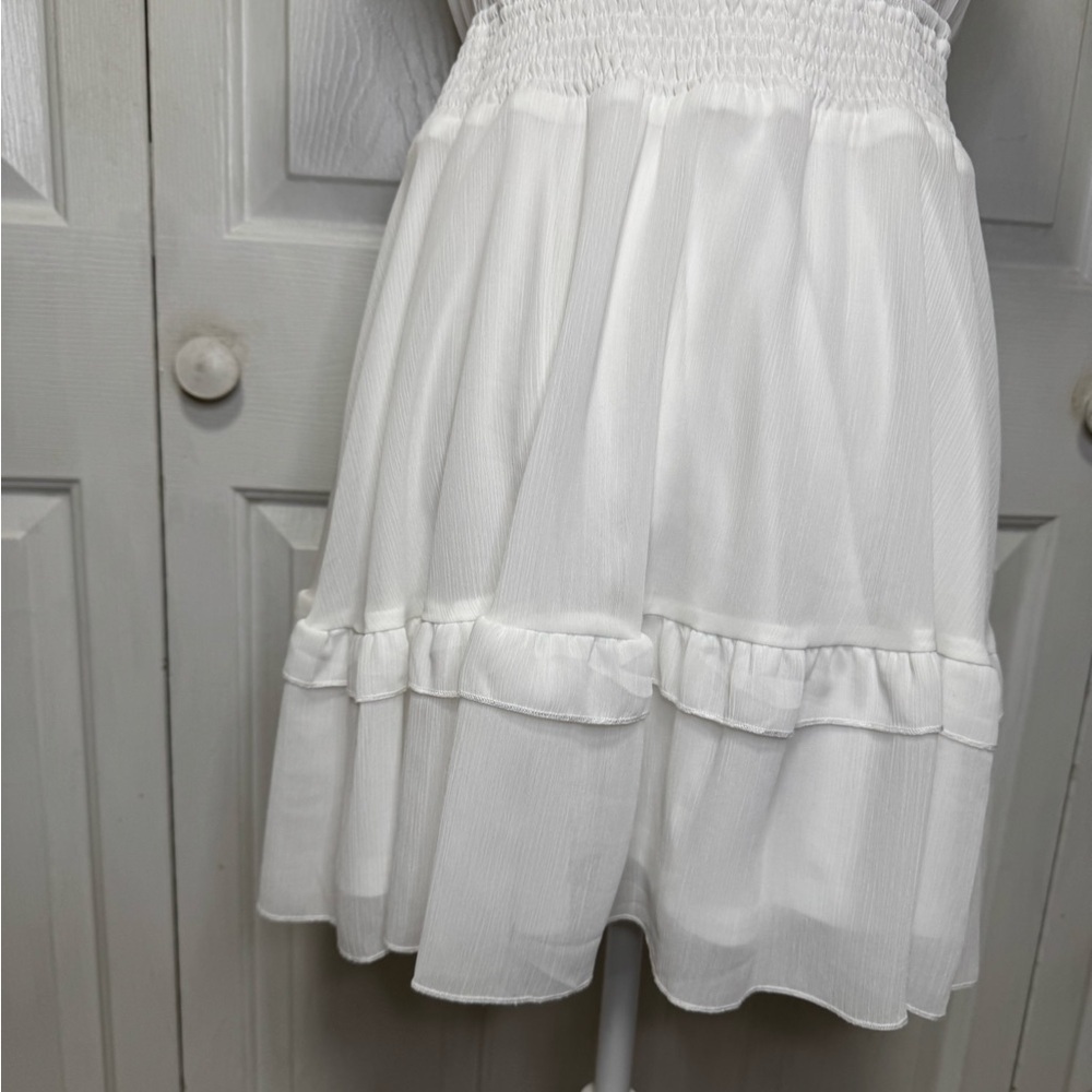 Tie-Front Mini Dress with Smocked Waist L - Picture 9 of 10